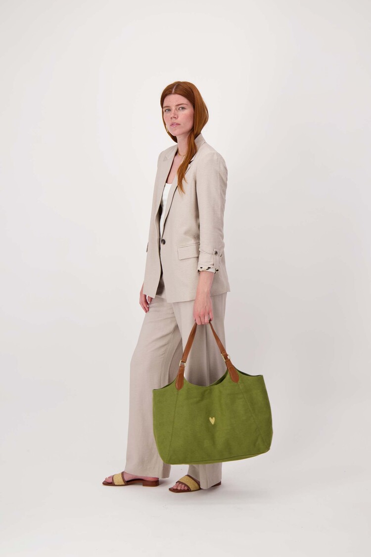Zusss Zusss | Love tote bag met leren details mossgroen