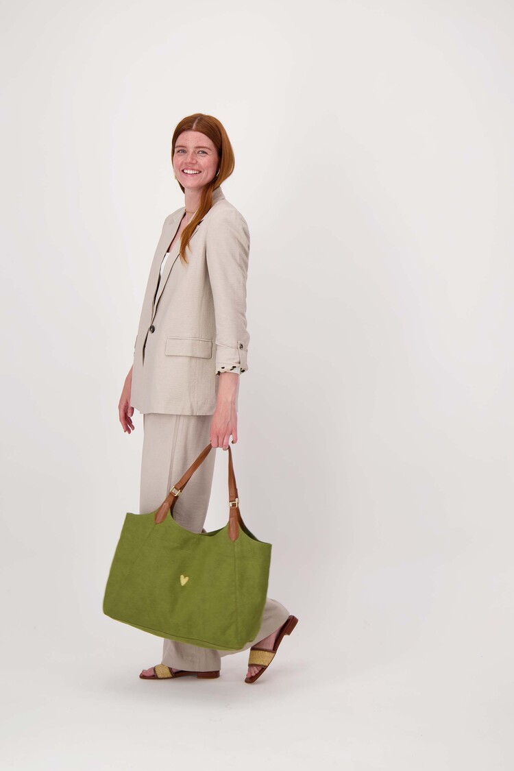 Zusss Zusss | Love tote bag met leren details mossgroen