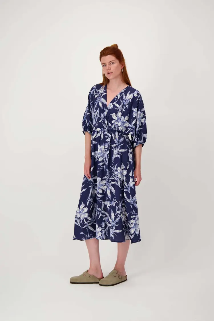 Zusss Zusss | Kimono jurk met print summer navy