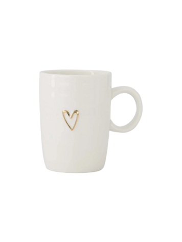 Zusss Zusss | Koffiemok met oor lijn hartje wit / goud
