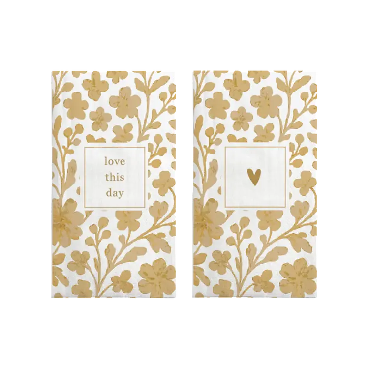Zusss Zusss | Servetten rechthoek hartje love this day wit / goud