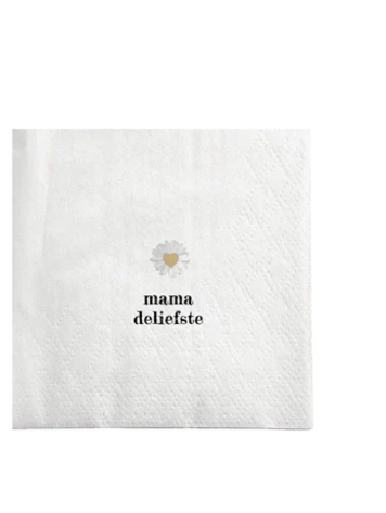 Zusss Zusss | Servetten vierkant mama deliefste wit / zwart / geel