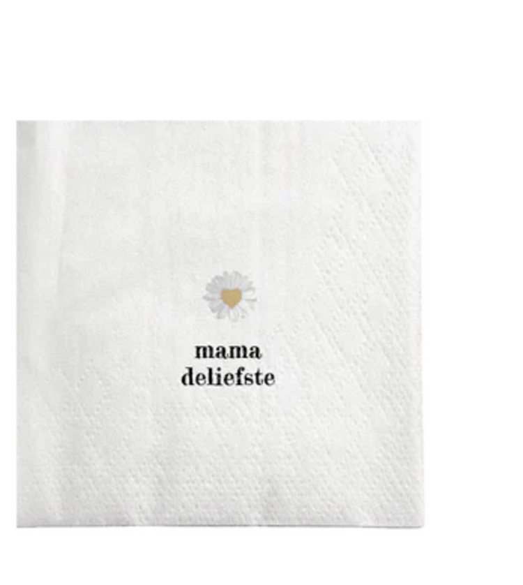Zusss Zusss | Servetten vierkant mama deliefste wit / zwart / geel