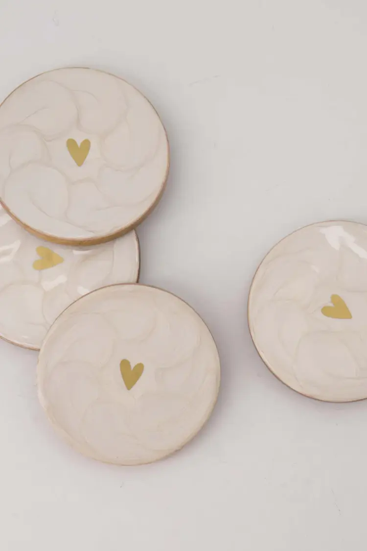 Zusss Zusss | Set van 4 onderzetters parelmoer hartje