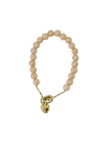 Zusss Zusss | Armband van kralen met hart ivoor