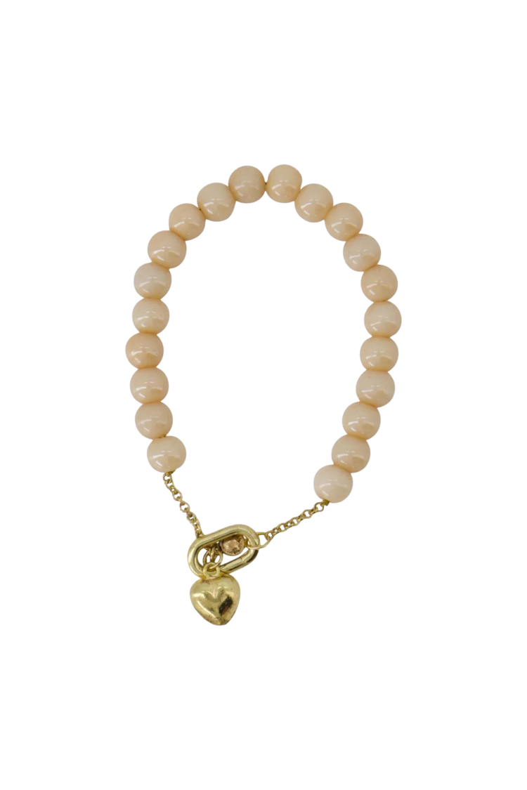 Zusss Zusss | Armband van kralen met hart ivoor