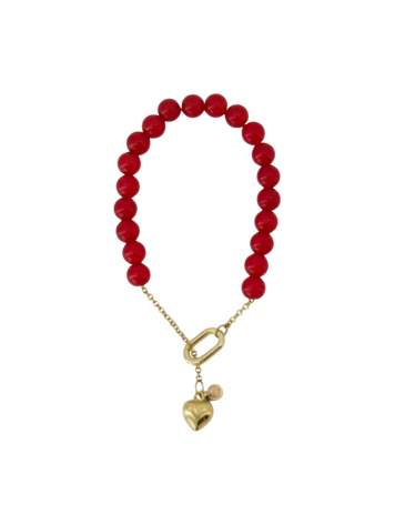 Zusss Zusss | Armband van kralen met hart rood