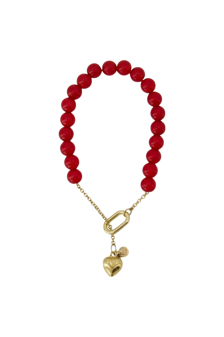 Zusss Zusss | Armband van kralen met hart rood