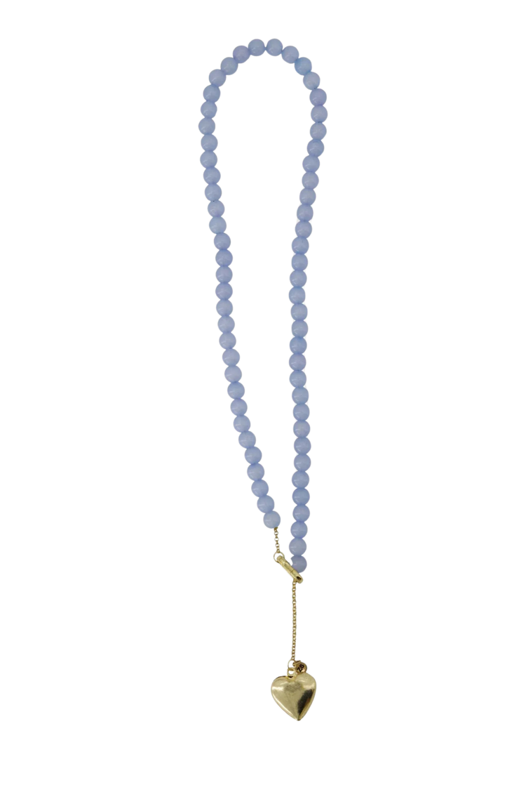 Zusss Zusss | Ketting van kralen met hart blauw