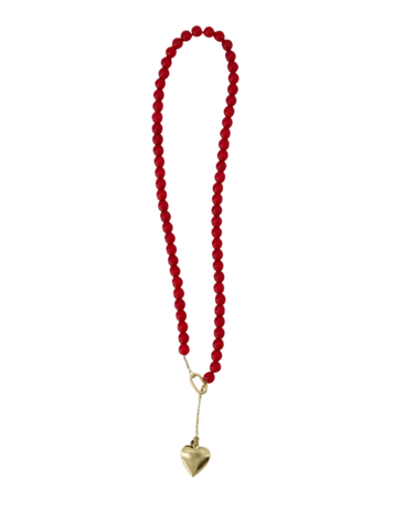 Zusss Zusss | Ketting van kralen met hart rood