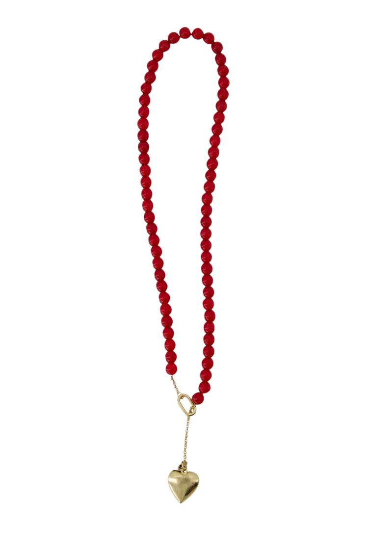 Zusss Zusss | Ketting van kralen met hart rood