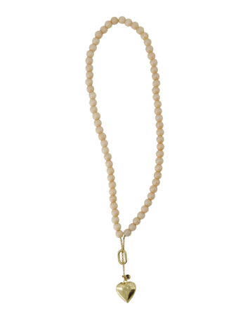 Zusss Zusss | Ketting van kralen met hart ivoor