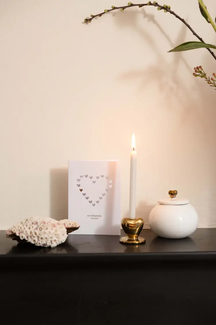 Zusss Zusss | Kandelaartje keramiek hart goud