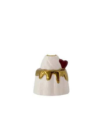 Zusss Zusss | Kandelaartje keramiek taartje wit goud rood