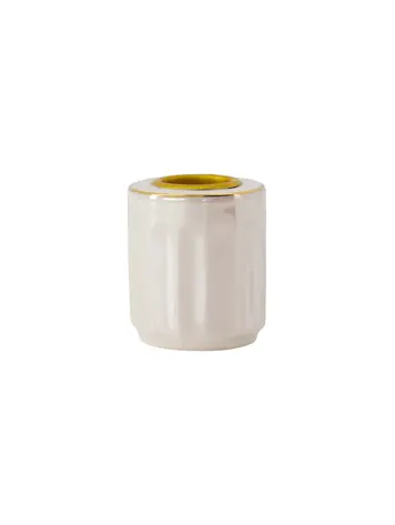 Zusss Zusss | Kandelaar keramiek parelmoer ribbel wit goud
