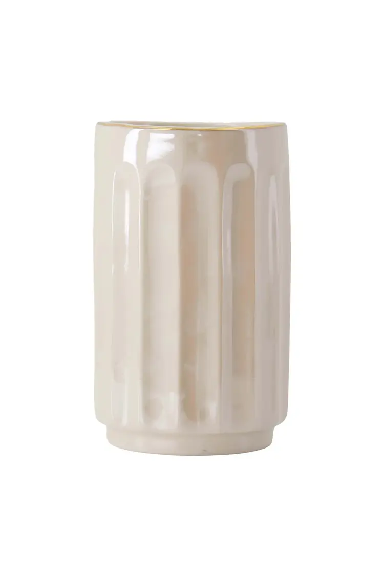 Zusss Zusss | Tafelvaasje keramiek ribbel parelmoer