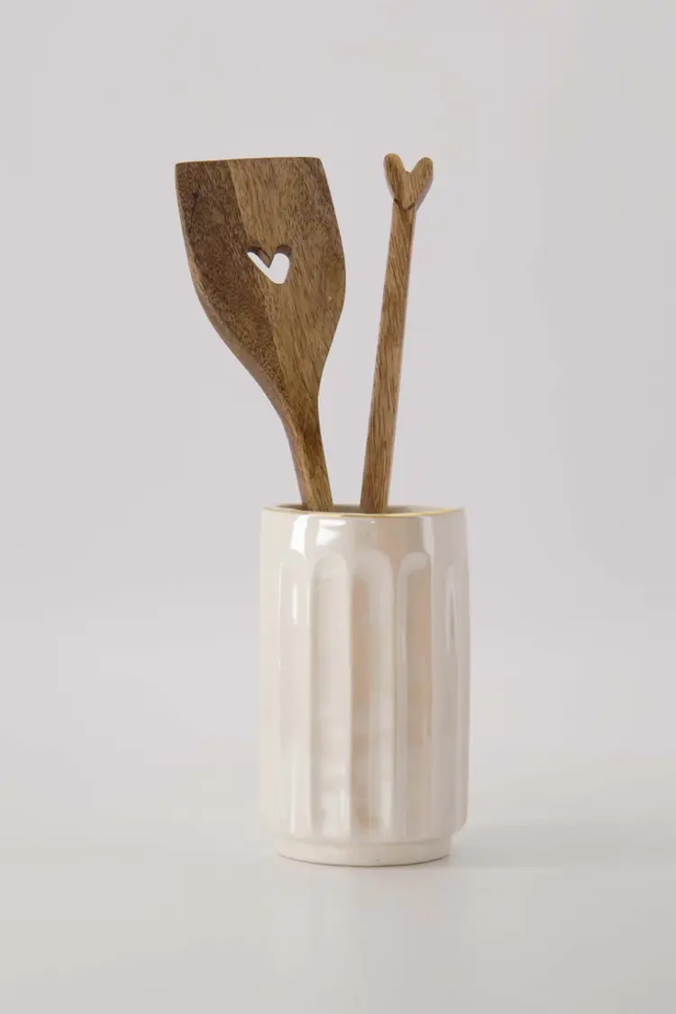 Zusss Zusss | Tafelvaasje keramiek ribbel parelmoer