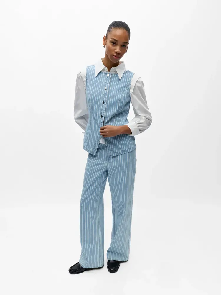 Object Object | Jeans wijd Sanni light blue denim stripes