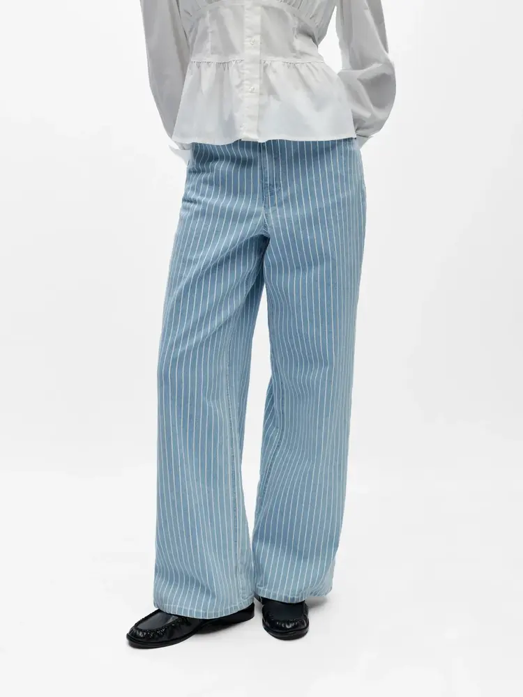 Object Object | Jeans wijd Sanni light blue denim stripes