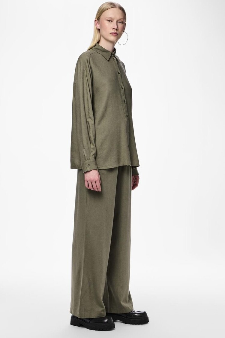 Pieces Pieces | Broek Pia wide deep lichen green NOOS