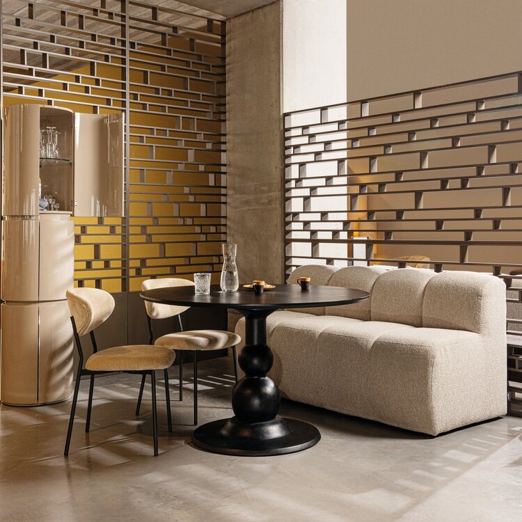 WOOOD Woood | Mojo (eetkamer)bankje met rugleuning boucle beige 160cm