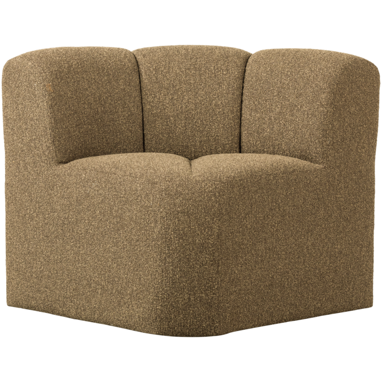 WOOOD Woood | Eetbankje Mojo hoek met rugleuning boucle geel/bruin