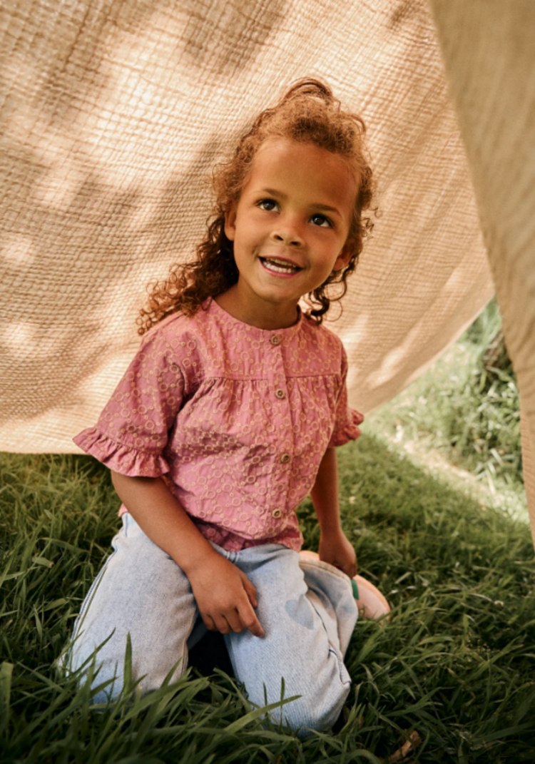 Daily7 Daily7 | Shirt ruffle Broderie heather rose