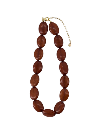 Zusss Zusss | Ketting van platte kralen brown
