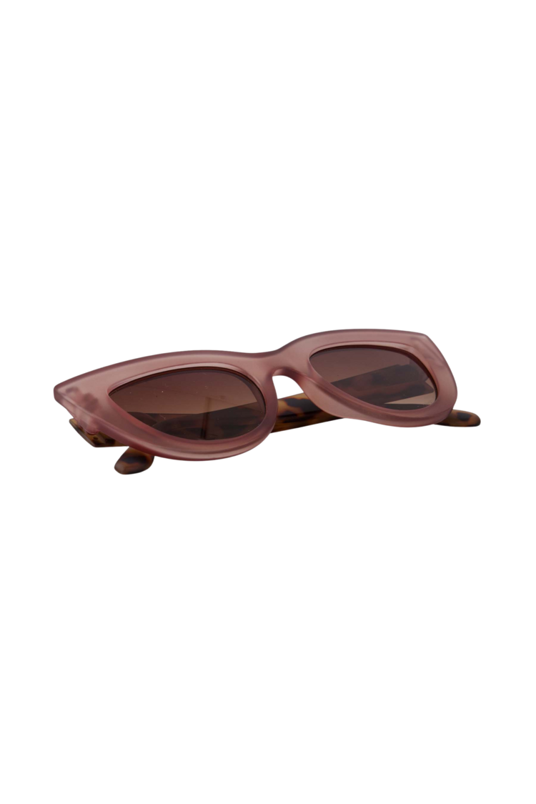 Zusss Zusss | Cat eye zonnebril met panterprint details incl koker zacht roze