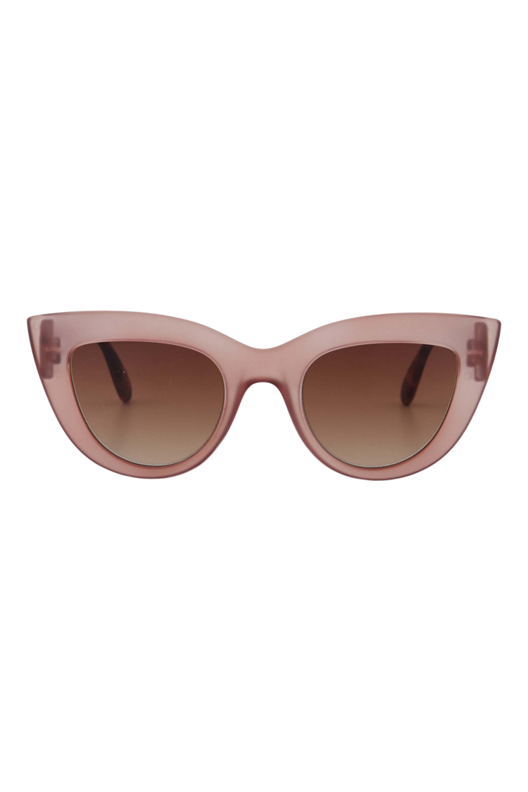 Zusss Zusss | Cat eye zonnebril met panterprint details incl koker zacht roze
