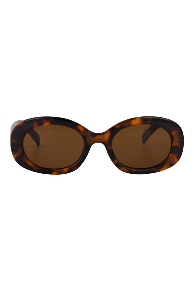 Zusss Zusss | Ovalen zonnebril met panter print incl koker bruin