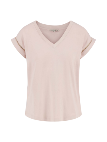 Zusss Zusss | T-shirt met opengewerkt detail soft pink