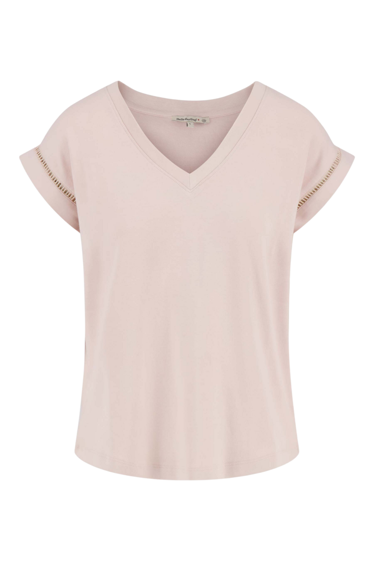 Zusss Zusss | T-shirt met opengewerkt detail soft pink