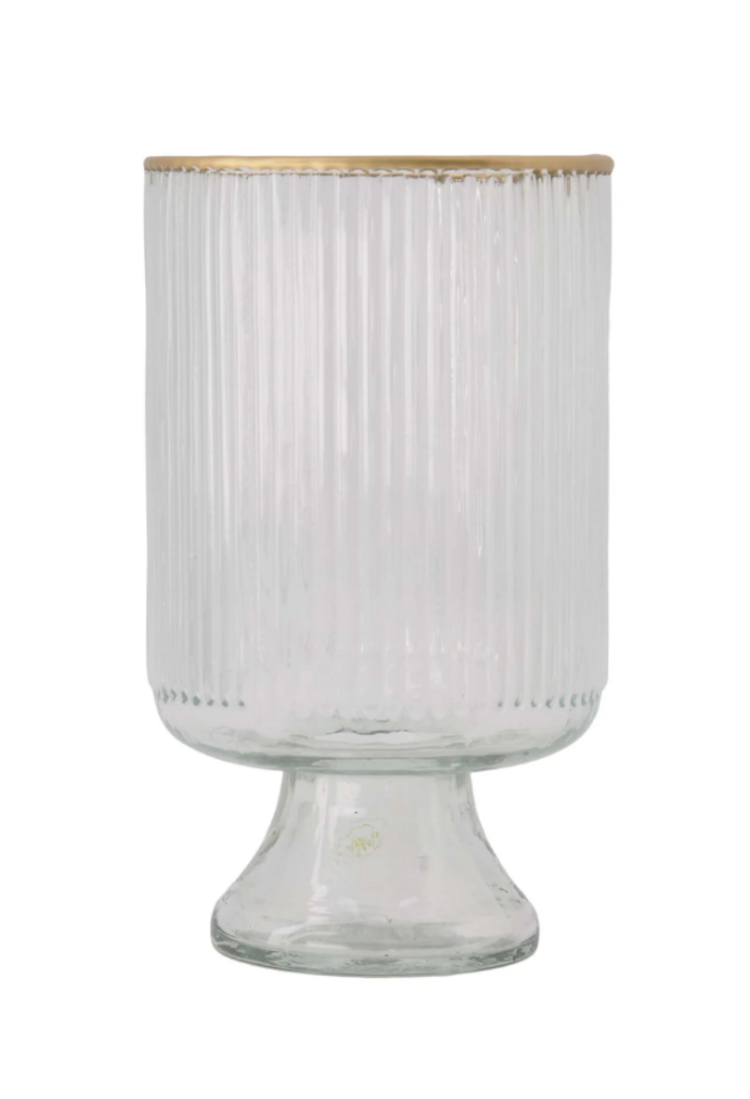 Zusss Zusss | Tafelvaas m op voet glas ribbel