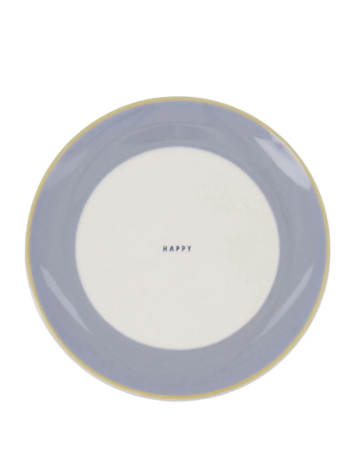 Zusss Zusss | Ontbijtbordje happy wit / lichtblauw