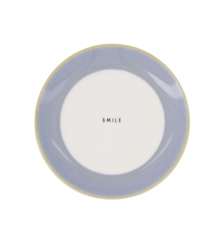 Zusss Zusss | Gebaksbordje smile wit / lichtblauw