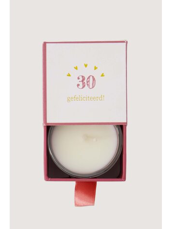 Zusss Zusss | Geurkaars glas in doosje 30 gefeliciteerd wit/roze wit / roze