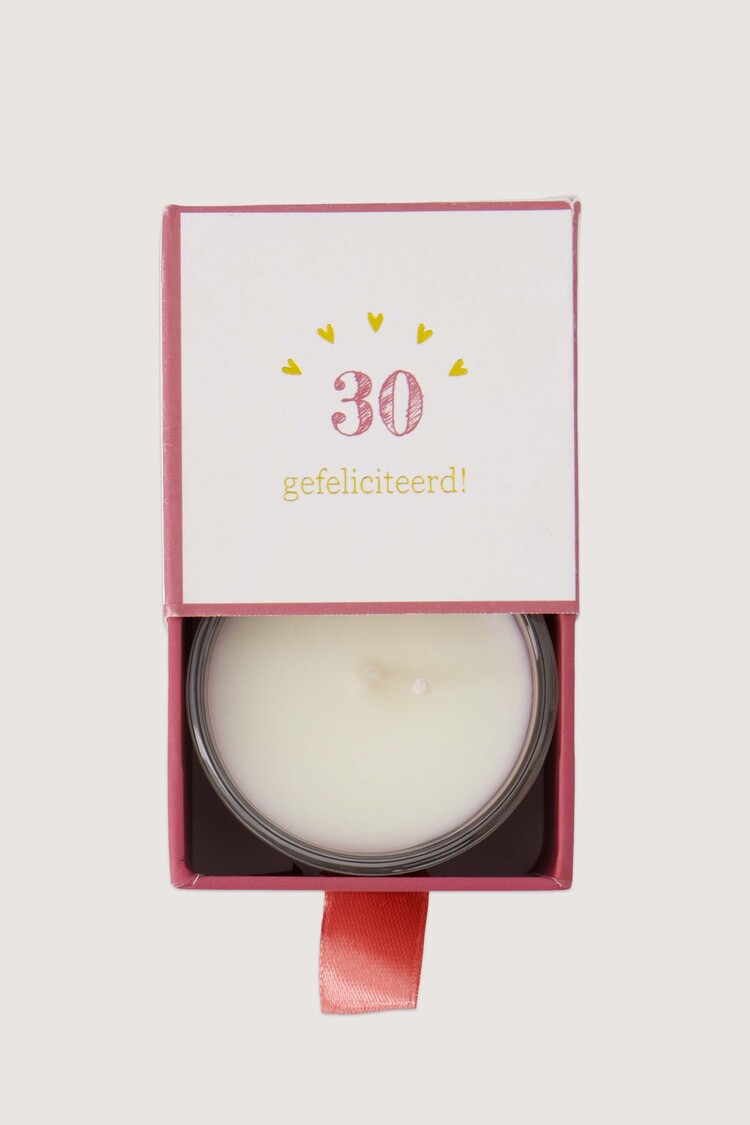 Zusss Zusss | Geurkaars glas in doosje 30 gefeliciteerd wit/roze wit / roze