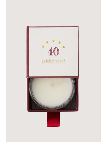 Zusss Zusss | Geurkaars glas in doosje 40 gefeliciteerd wit/port wit / port