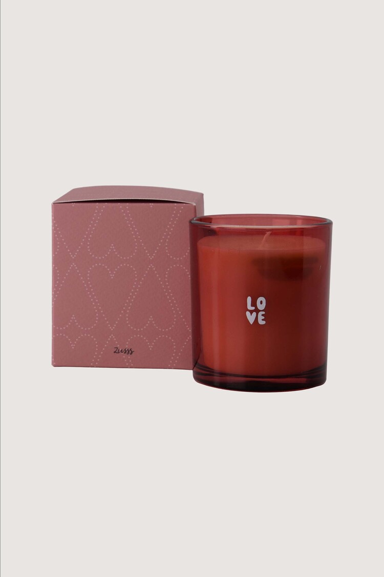 Zusss Zusss | Geurkaars glas in doosje love donkerroze
