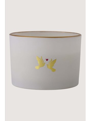 Zusss Zusss | Geurkaars glas lovebirds wit / goud
