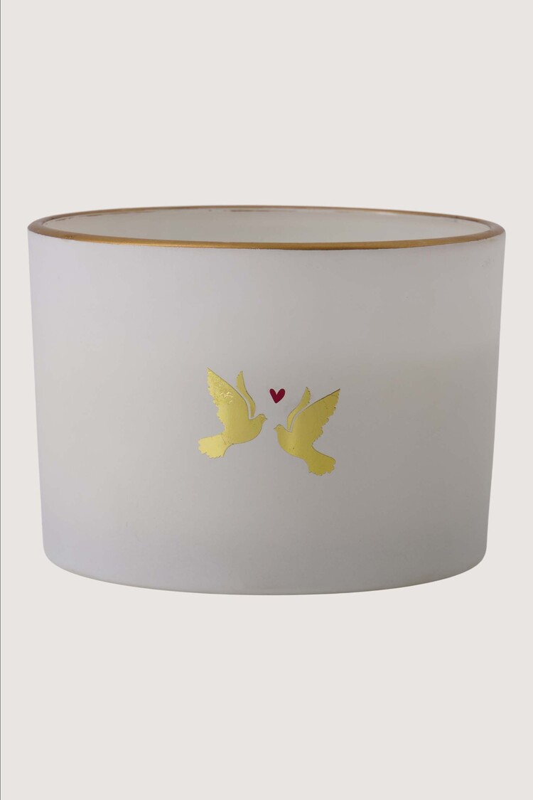 Zusss Zusss | Geurkaars glas lovebirds wit / goud