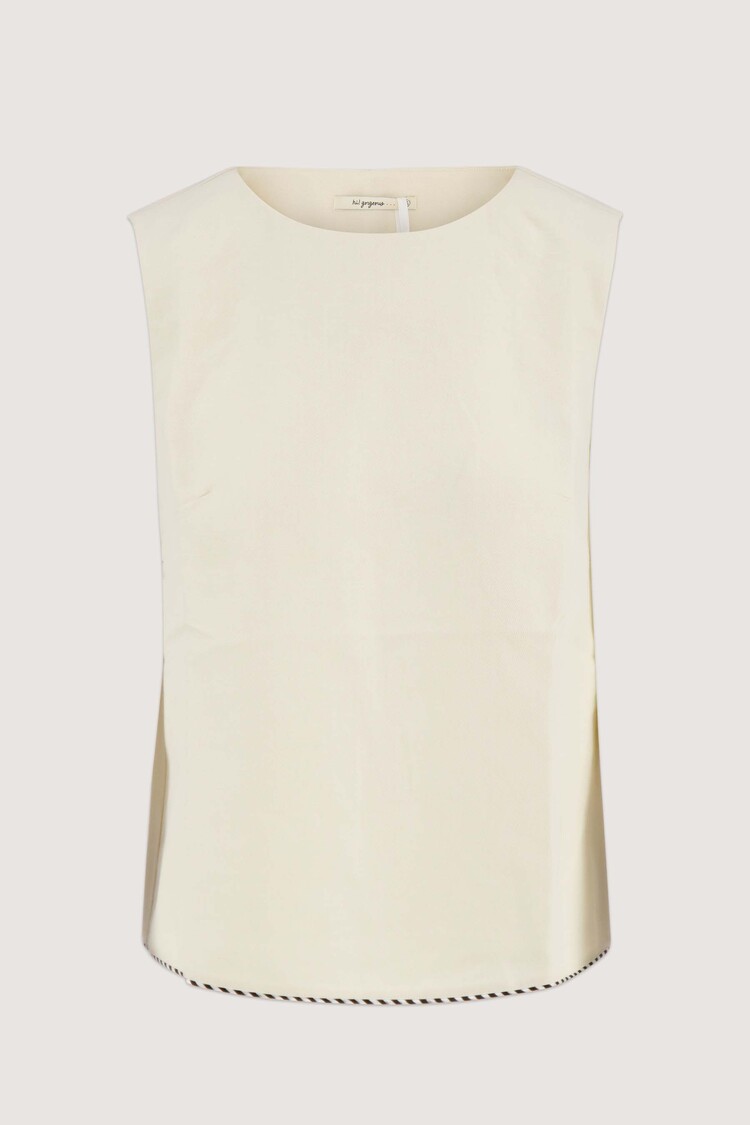 Zusss Zusss | Linnen top mouwloos met detail soft kit