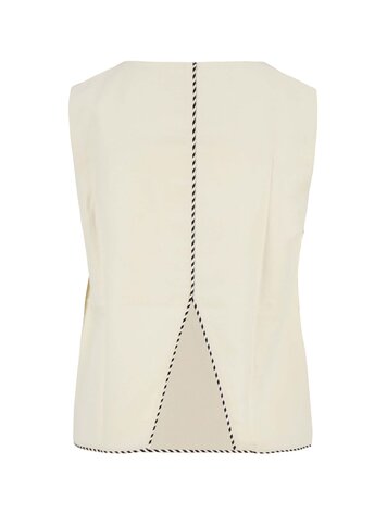 Zusss Zusss | Linnen top mouwloos met detail soft kit