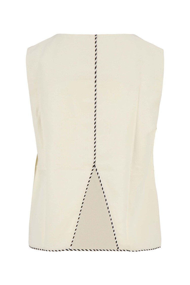 Zusss Zusss | Linnen top mouwloos met detail soft kit