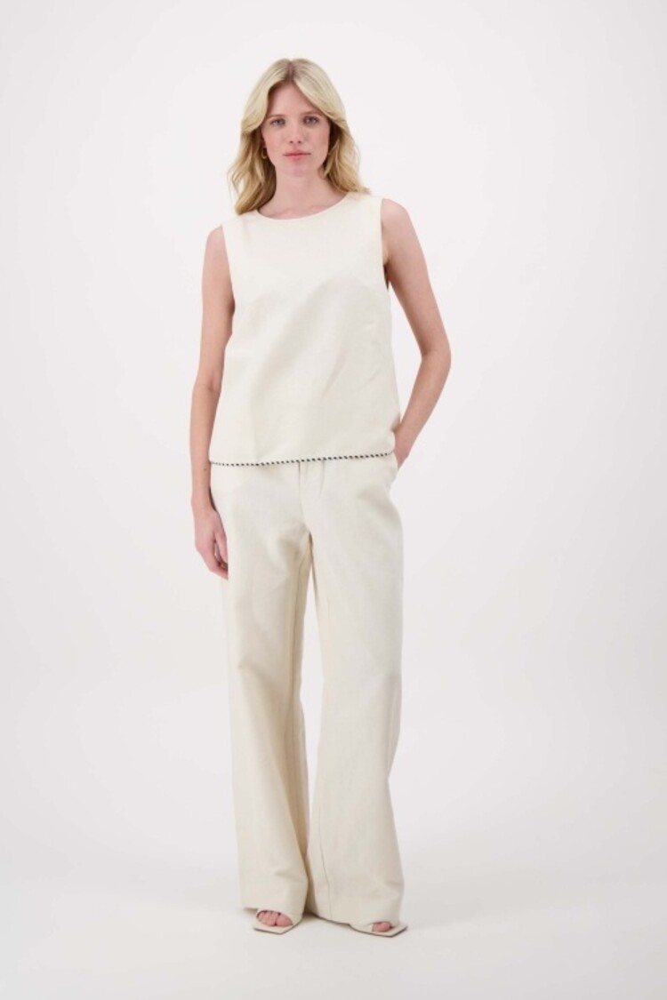 Zusss Zusss | Linnen top mouwloos met detail soft kit