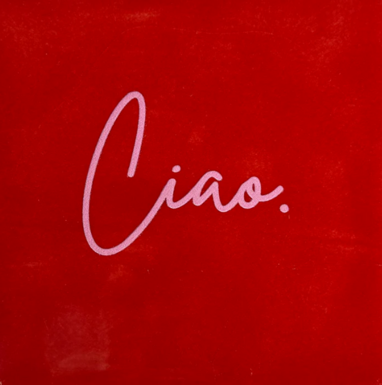 Yett Yett | Tegeltje ciao rood/warmroze