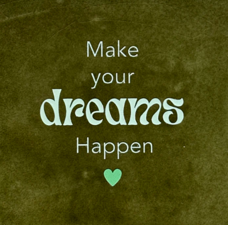 Yett Yett | Tegeltje make your dreams happen olijf