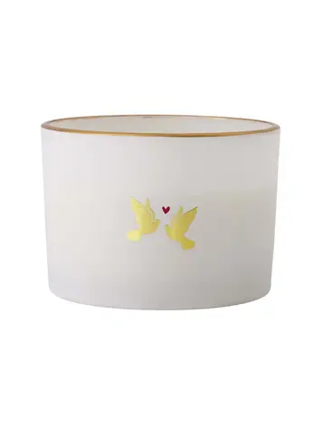 Zusss Zusss | Geurkaars glas lovebirds wit / goud