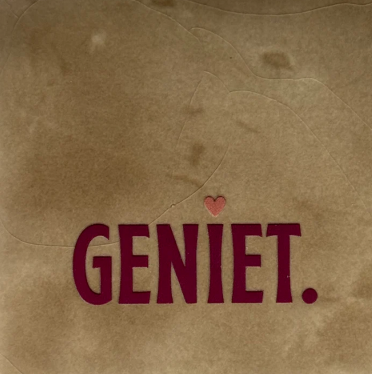 Yett Yett | Tegeltje geniet taupe/cherry